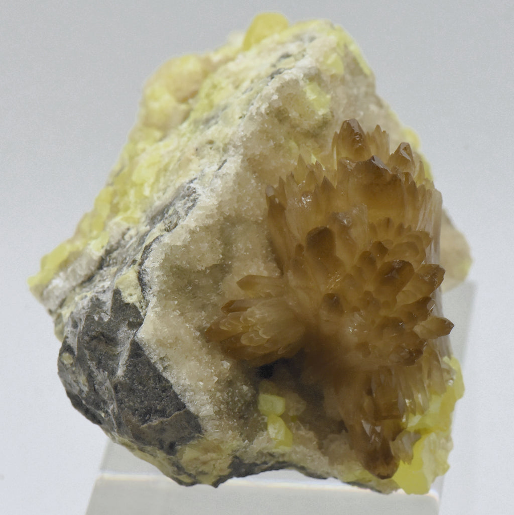 Celestine Crystal Cluster with Sulfur Mineral Specimen - Poland