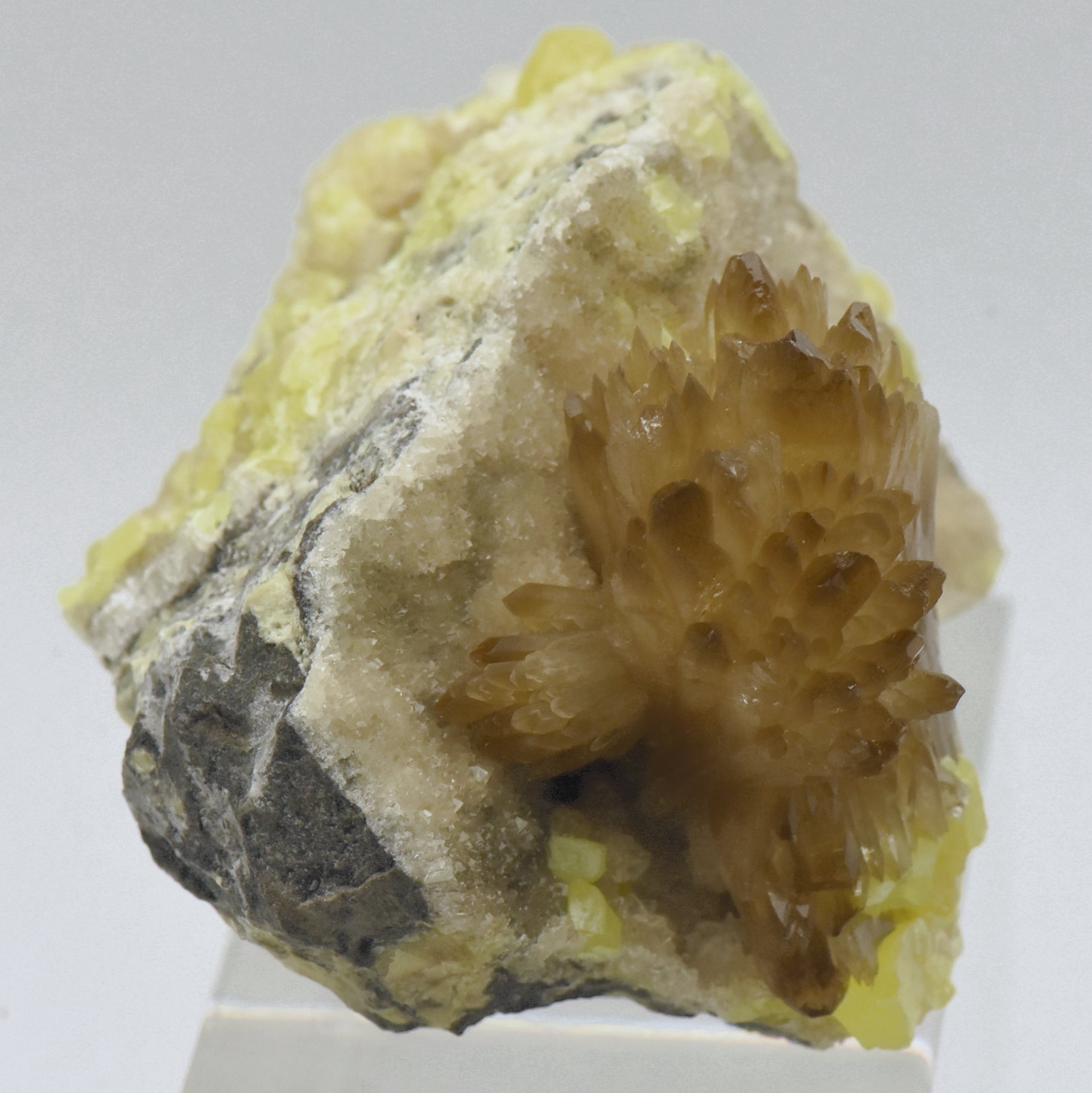 Celestine Crystal Cluster with Sulfur Mineral Specimen - Poland
