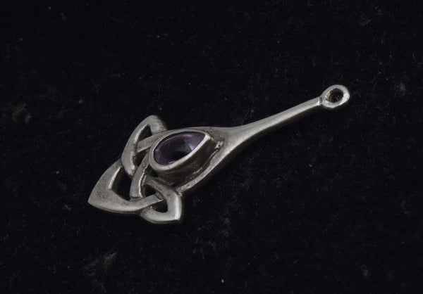 Kit Heath - Vintage Sterling Silver Amethyst Celtic Knot Pendant