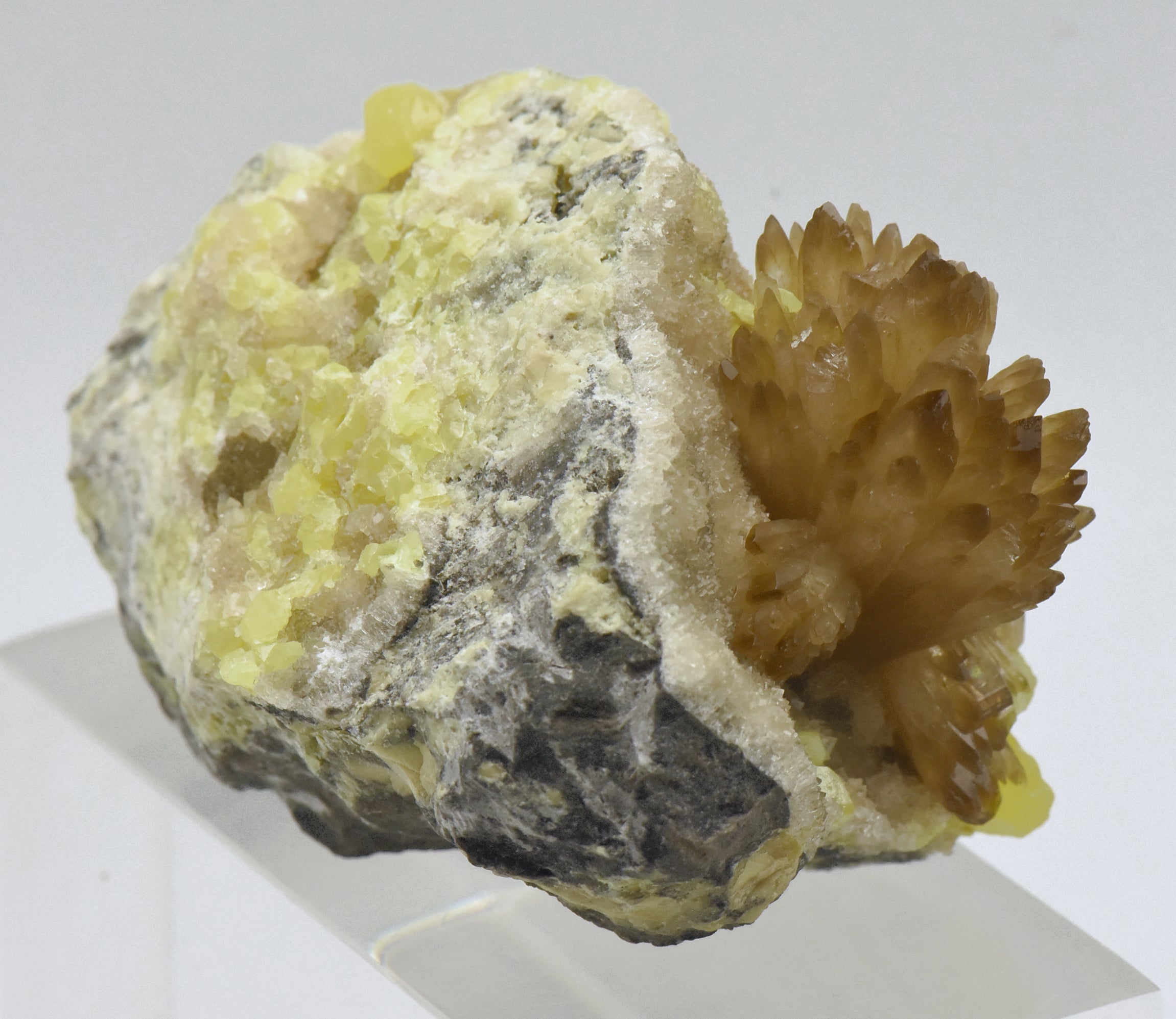 Celestine Crystal Cluster with Sulfur Mineral Specimen - Poland