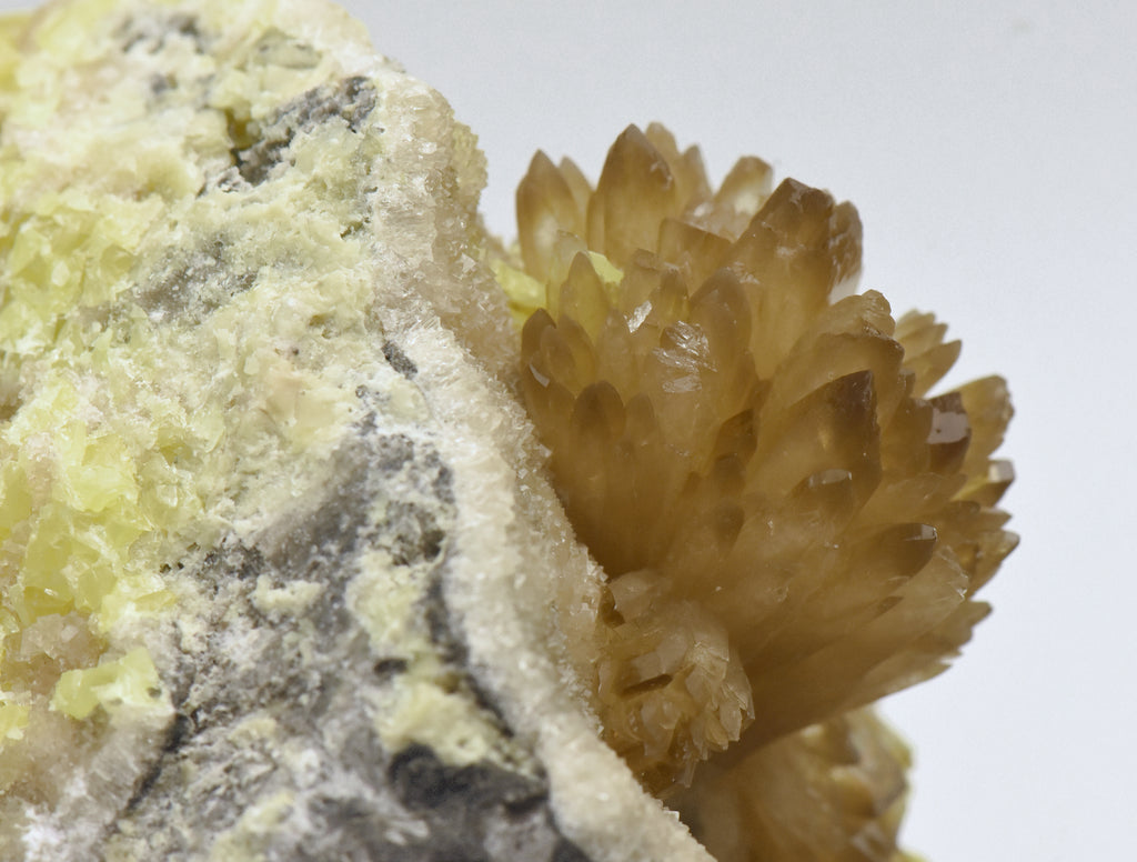 Celestine Crystal Cluster with Sulfur Mineral Specimen - Poland