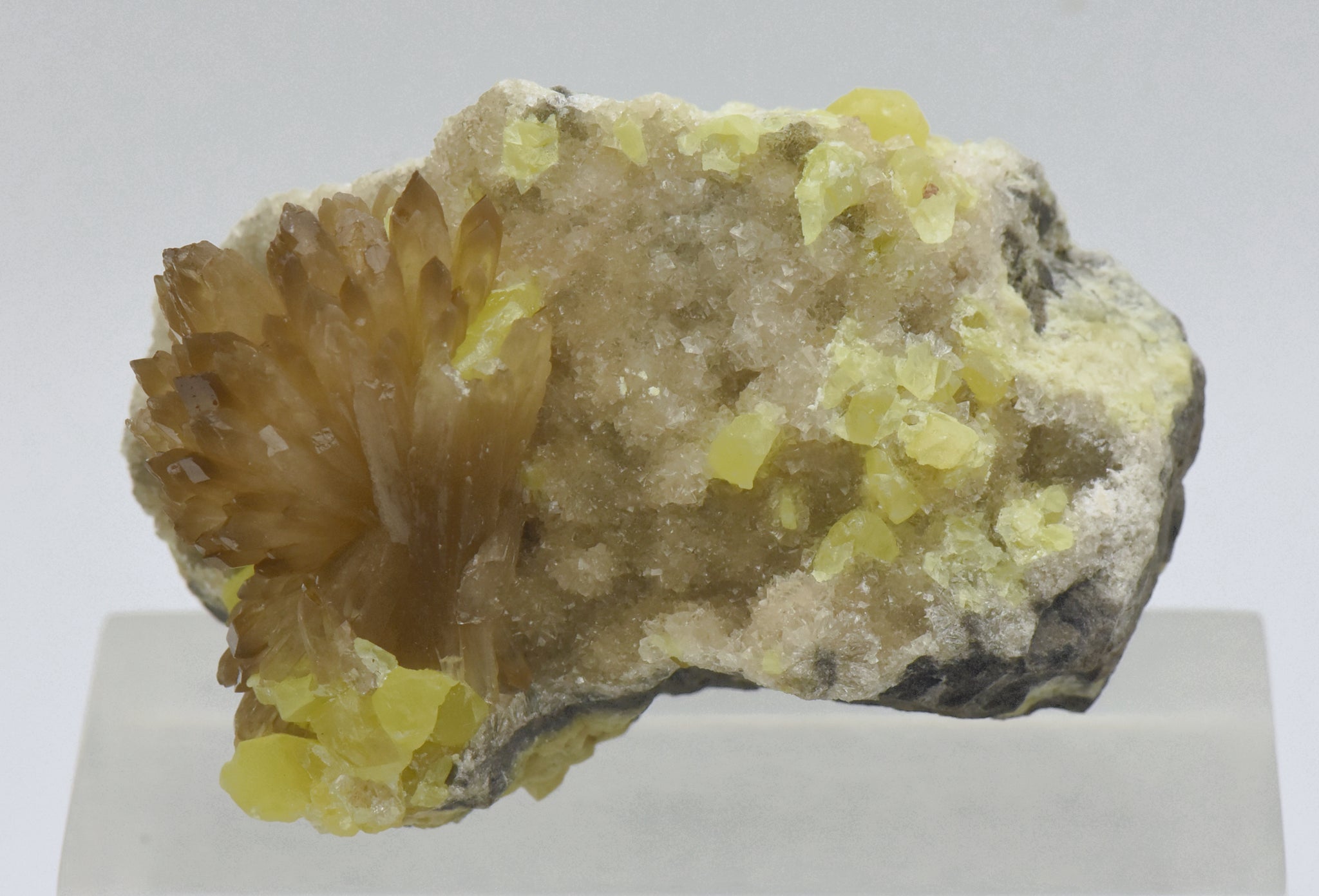Celestine Crystal Cluster with Sulfur Mineral Specimen - Poland