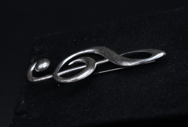 Vintage Sterling Silver Treble Clef Brooch