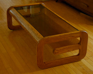 Mersman - Vintage Oak and Smoked Glass "Bellaire" Coffee Table