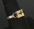Vintage Citrine and Garnet Sterling Silver Ring - Size 7