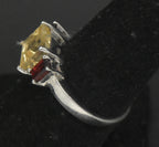 Vintage Citrine and Garnet Sterling Silver Ring - Size 7