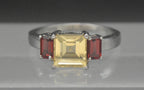 Vintage Citrine and Garnet Sterling Silver Ring - Size 7