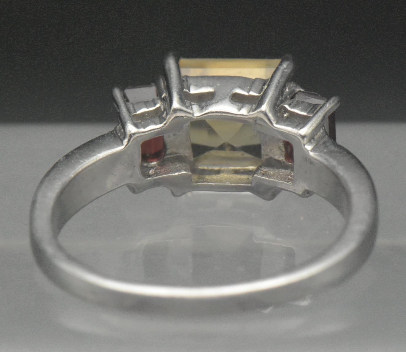 Vintage Citrine and Garnet Sterling Silver Ring - Size 7