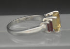 Vintage Citrine and Garnet Sterling Silver Ring - Size 7