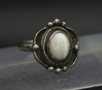 Vintage Sterling Silver Cat's Eye Glass Ring - Size 6.75