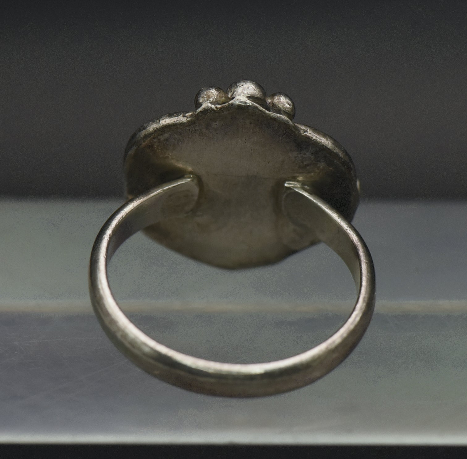 Vintage Sterling Silver Cat's Eye Glass Ring - Size 6.75