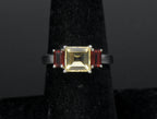 Vintage Citrine and Garnet Sterling Silver Ring - Size 7