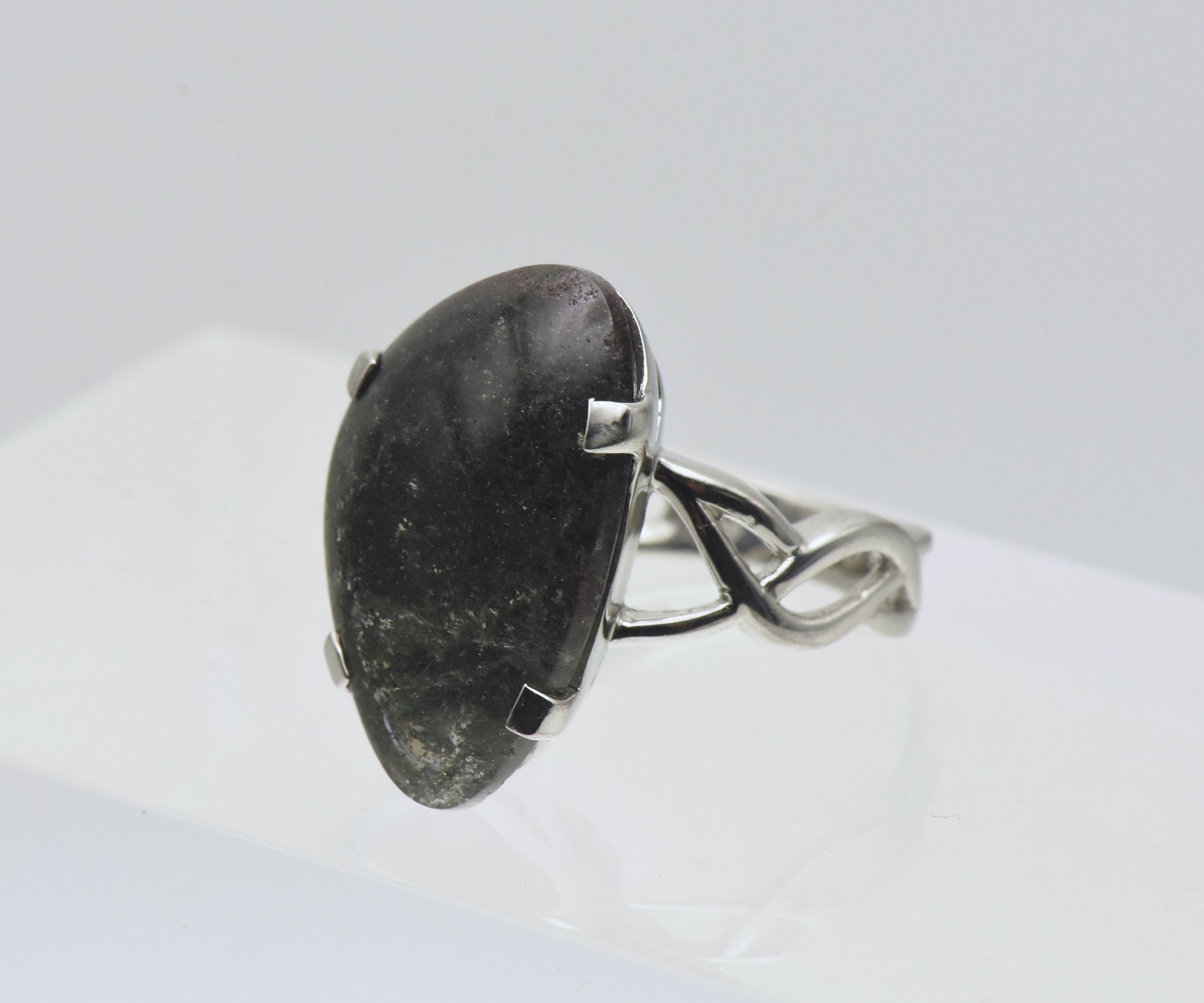 Vintage Chlorite-Included Quartz Sterling Silver Ring - Size 6.5