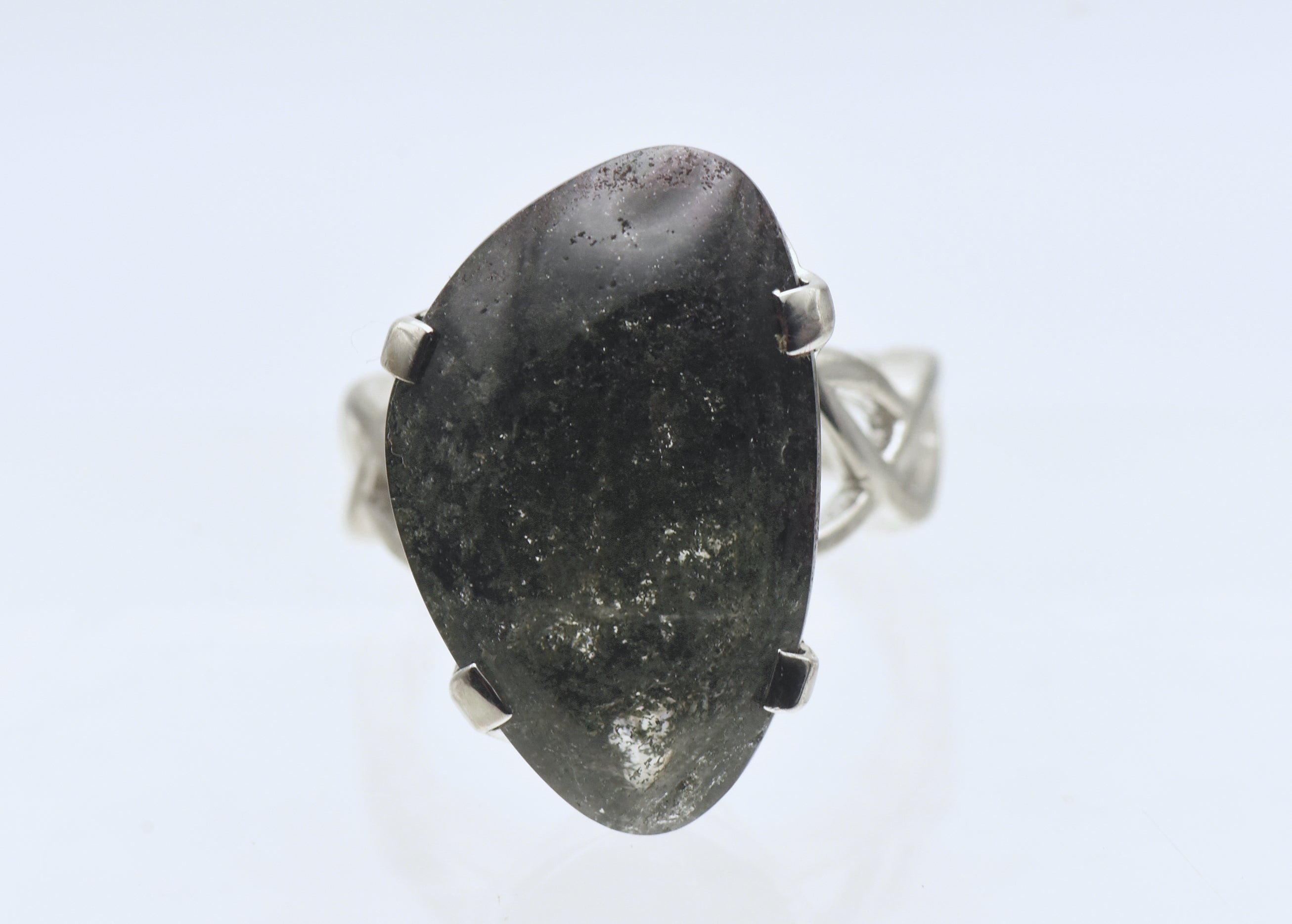 Vintage Chlorite-Included Quartz Sterling Silver Ring - Size 6.5