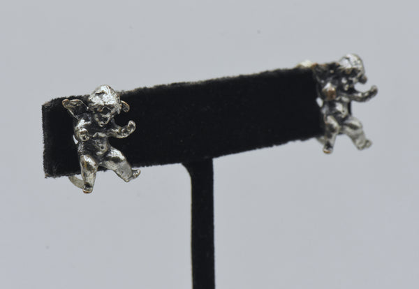 Vintage Silver-Plated Cherub Clip-On Earrings