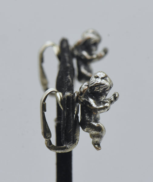 Vintage Silver-Plated Cherub Clip-On Earrings