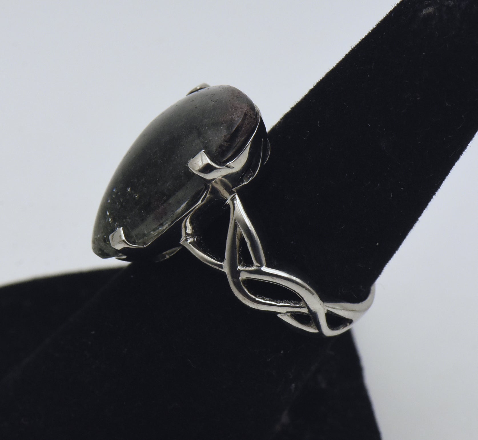 Vintage Chlorite-Included Quartz Sterling Silver Ring - Size 6.5