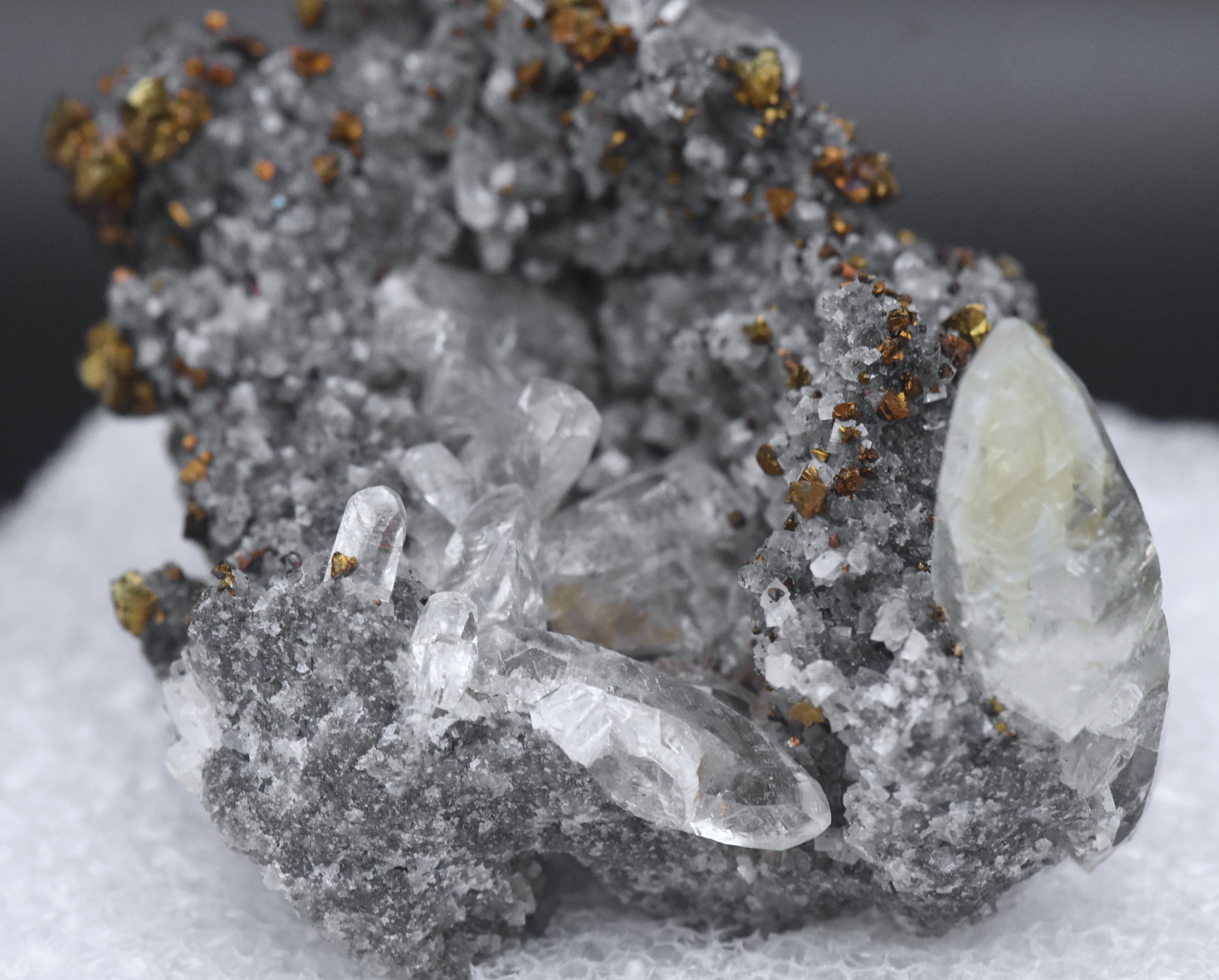 Calcite and Chalcopyrite Mineral Specimen - Missouri, USA