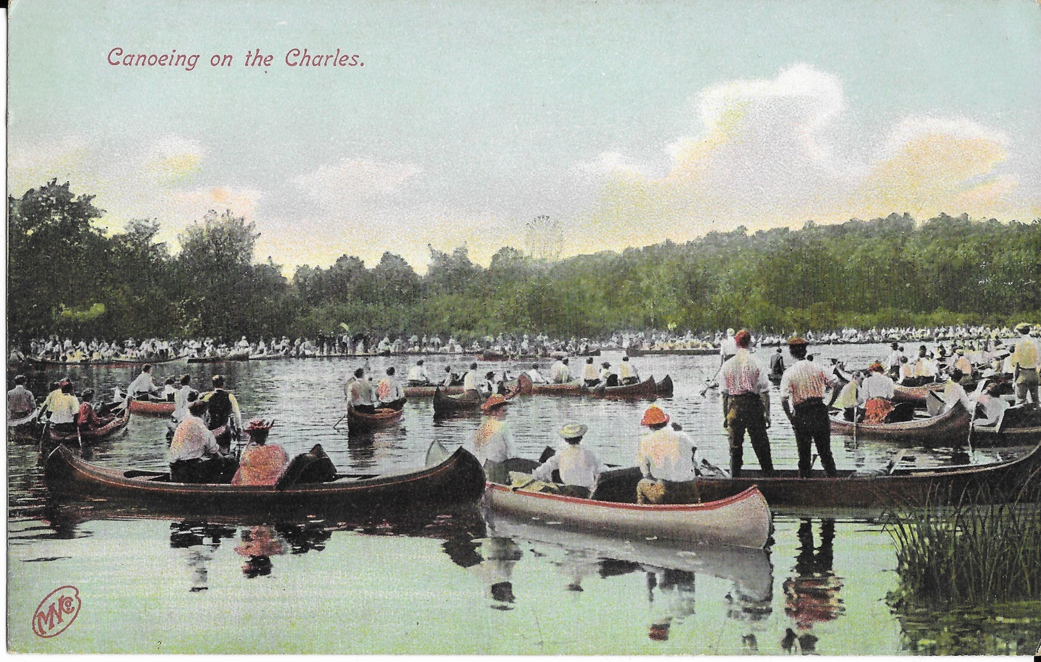 Antique Photo Postcard "Canoeing on the Charles"