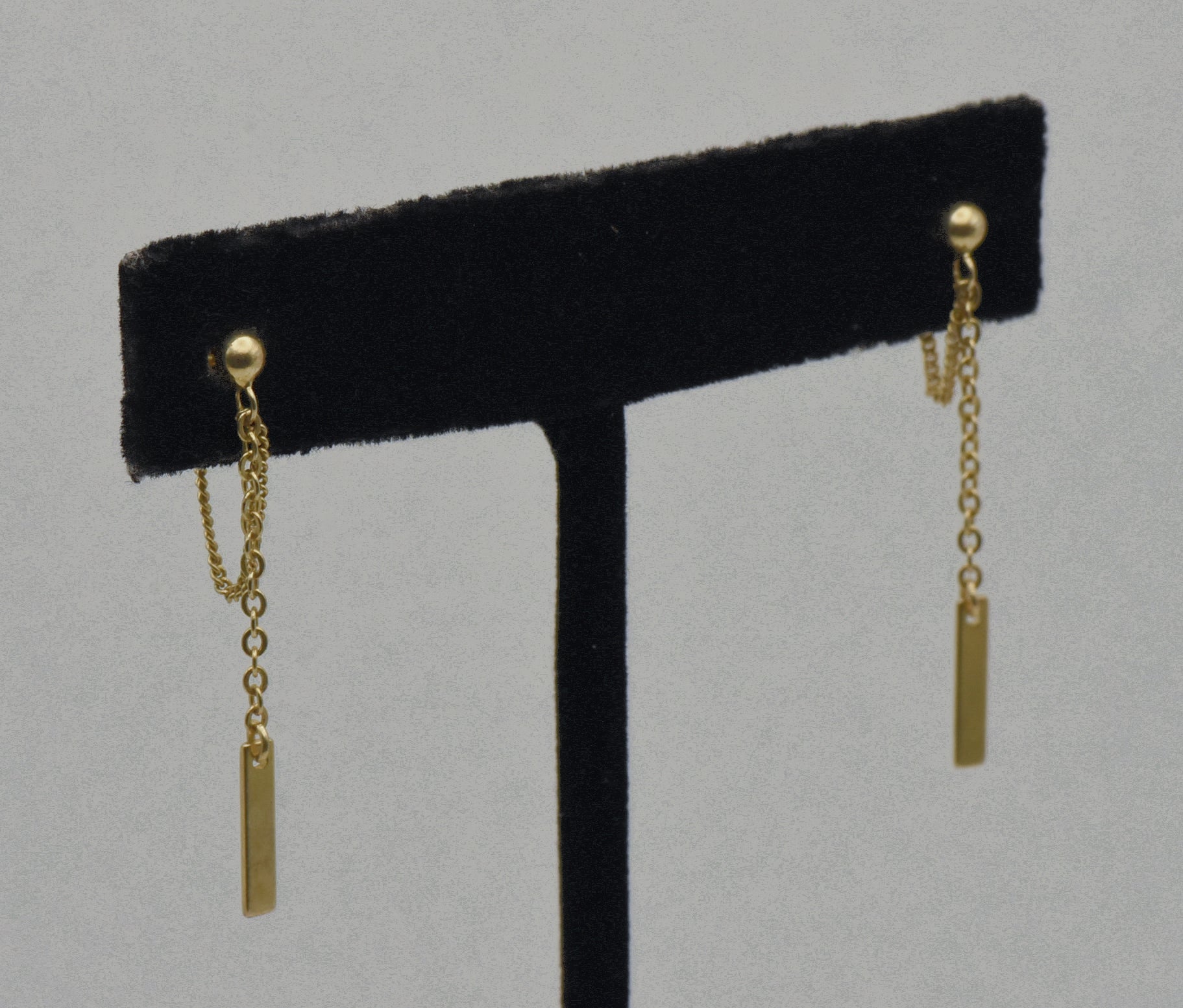Vintage Gold Tone Sterling Silver Chain Dangle Stud Earrings