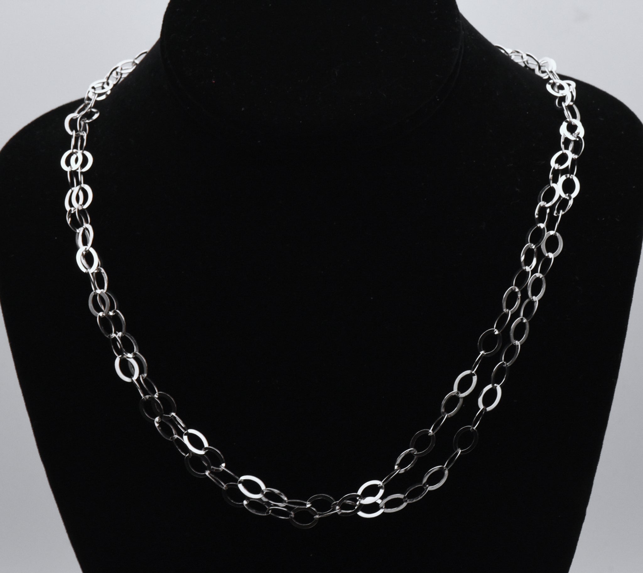 Vintage Italian Sterling Silver Chain Necklace - 40"
