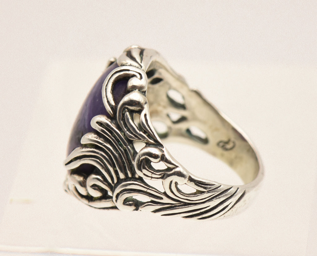 Carolyn Pollack - Stunning Vintage Charoite Sterling Silver Ring - Size 8