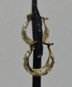 Vintage Gold Tone Sterling Silver Pierced Design Hoop Earrings