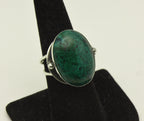 Vintage Handmade Chrysocolla Sterling Silver Adjustable Ring