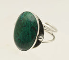 Vintage Handmade Chrysocolla Sterling Silver Adjustable Ring