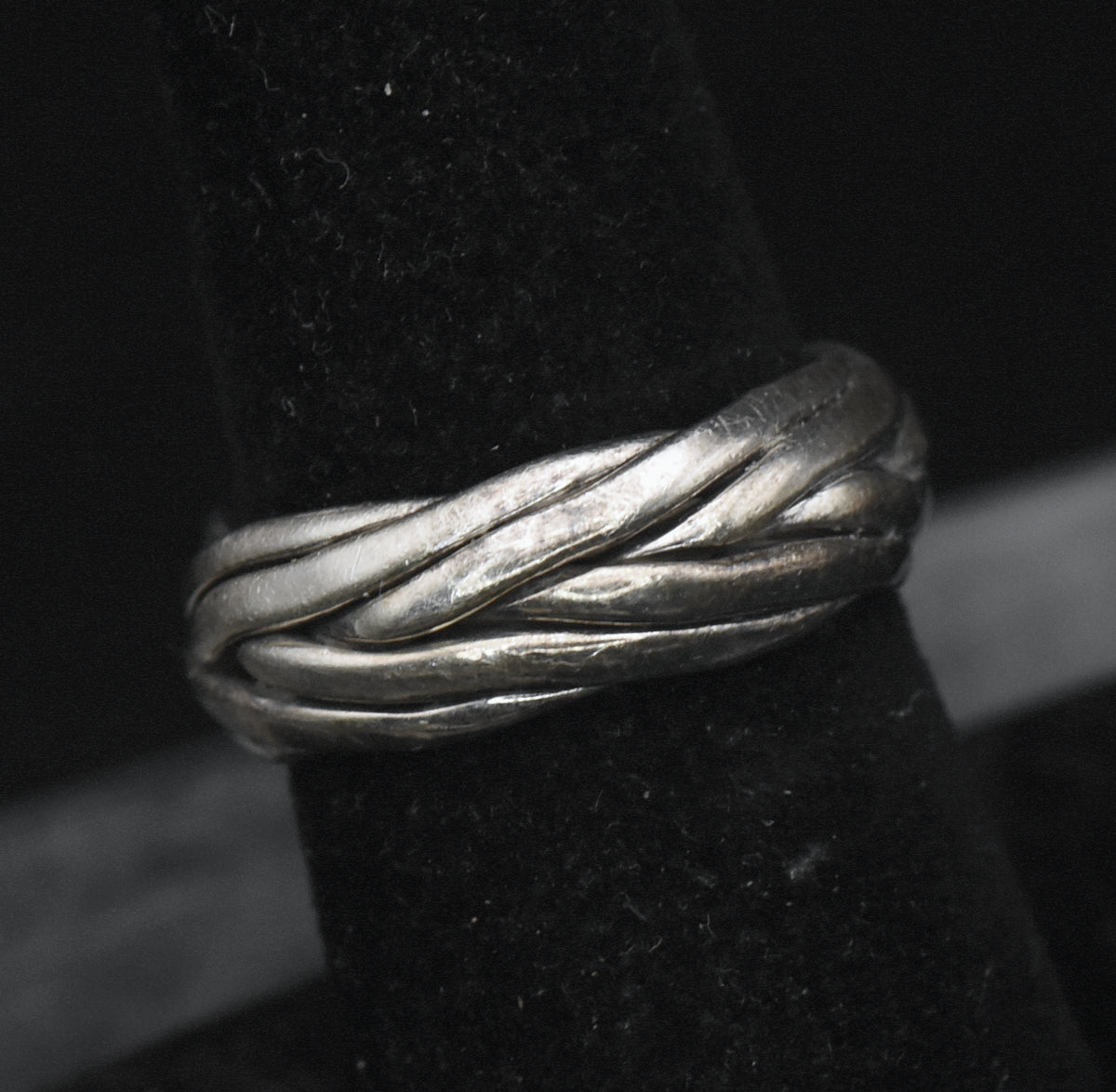 Vintage Handmade Sterling Silver Braided Band - Size 6.75