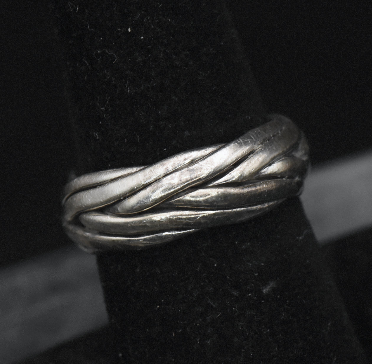 Vintage Handmade Sterling Silver Braided Band - Size 6.75