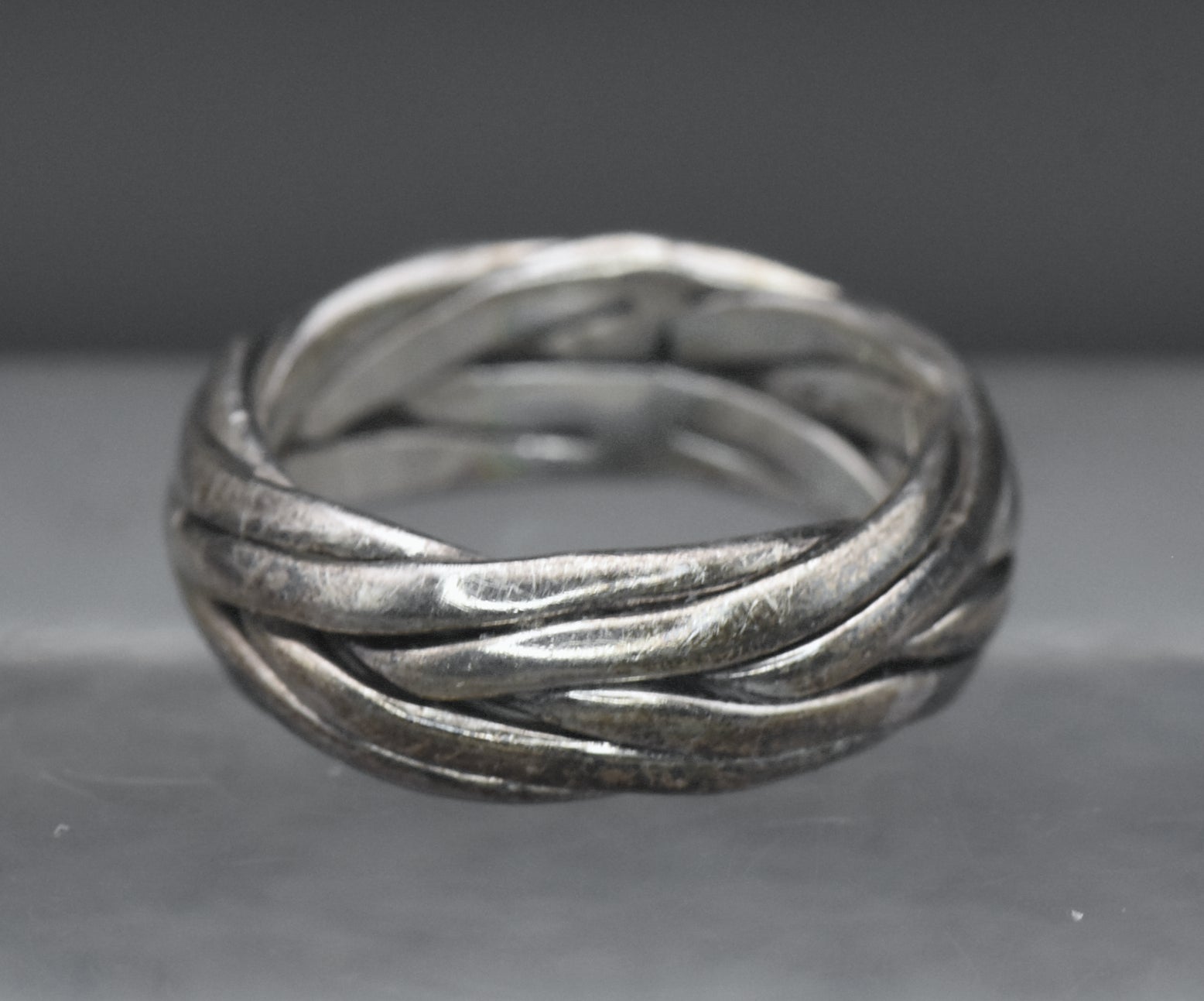 Vintage Handmade Sterling Silver Braided Band - Size 6.75