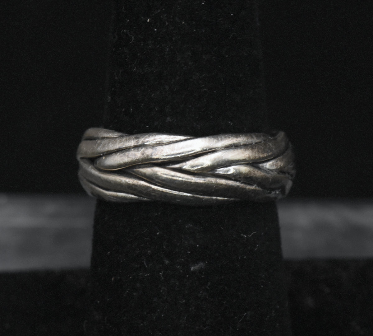 Vintage Handmade Sterling Silver Braided Band - Size 6.75