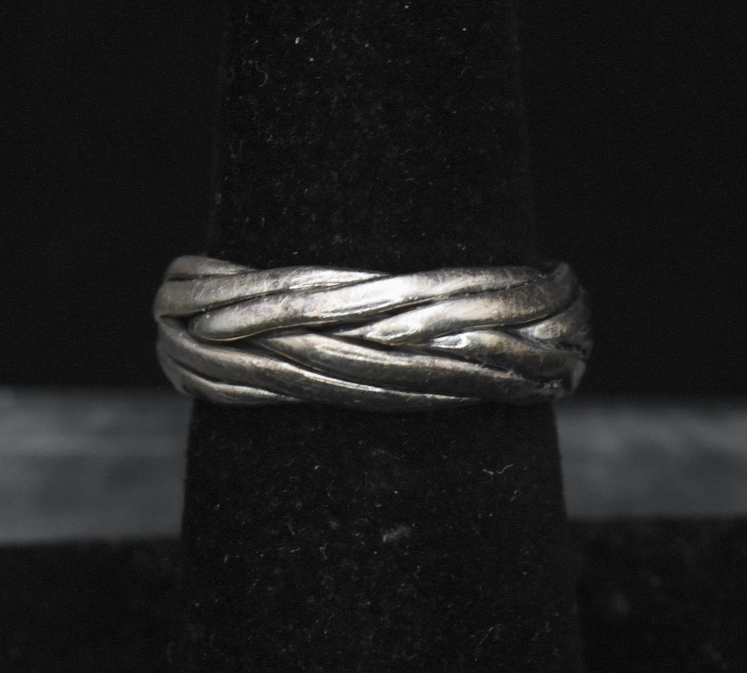 Vintage Handmade Sterling Silver Braided Band - Size 6.75