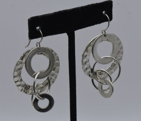 Vintage Eclectic Hoops Dangle Sterling Silver Earrings