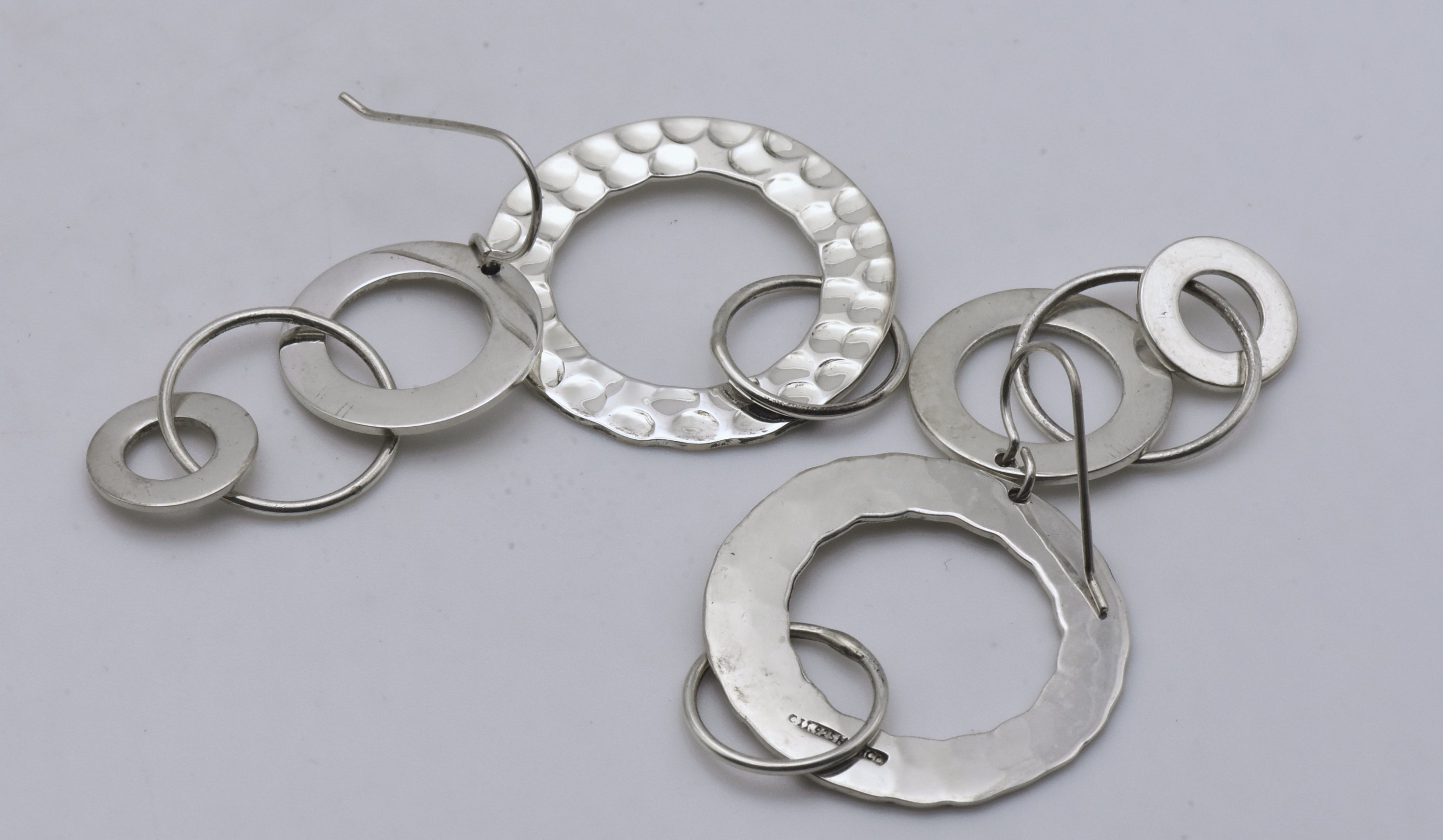 Vintage Eclectic Hoops Dangle Sterling Silver Earrings