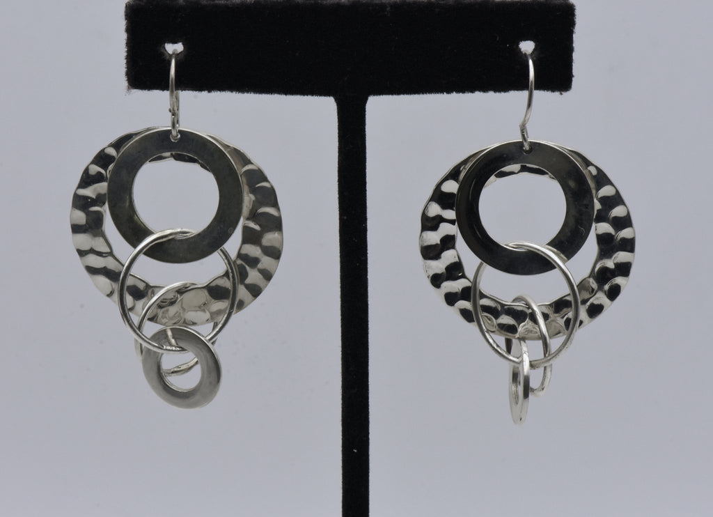 Vintage Eclectic Hoops Dangle Sterling Silver Earrings
