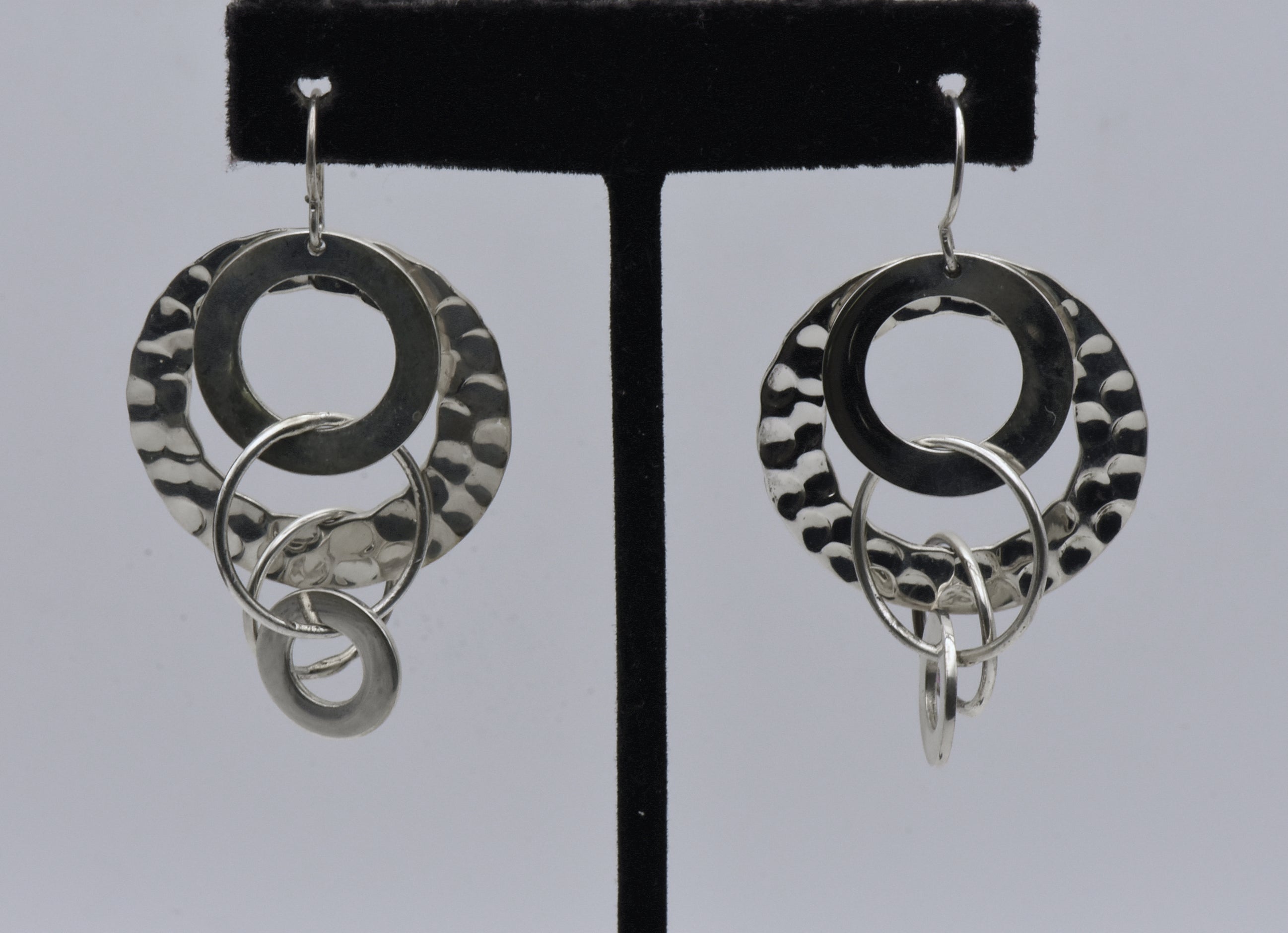 Vintage Eclectic Hoops Dangle Sterling Silver Earrings