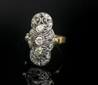 Vintage 14k Two Tone Gold and Diamonds Cocktail Ring - Size 6