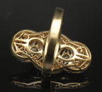 Vintage 14k Two Tone Gold and Diamonds Cocktail Ring - Size 6