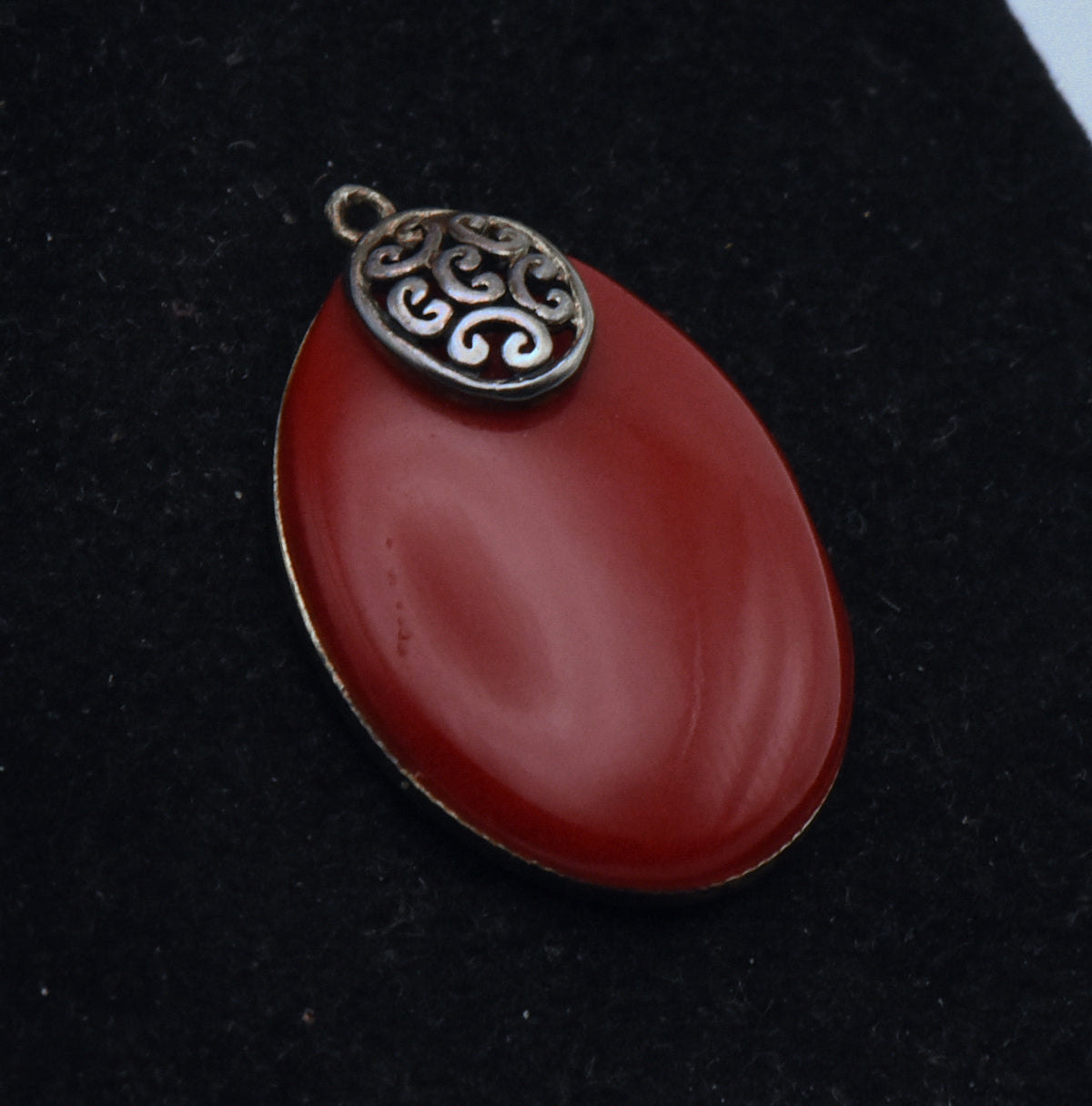 Vintage Red Coral Sterling Silver Pendant