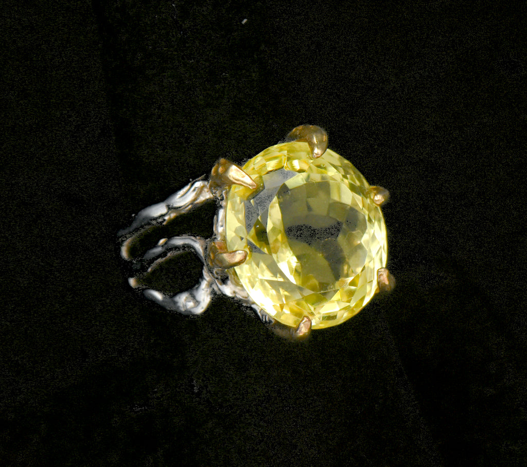 Vintage Citrine Sterling Silver Organic Claws Ring - Size 7.25