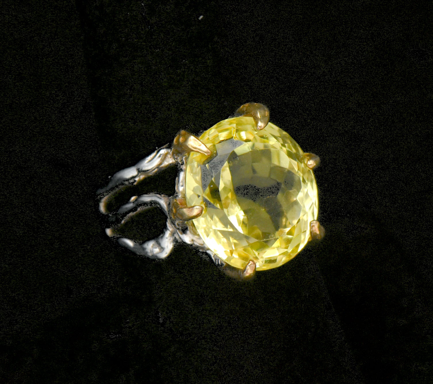 Vintage Citrine Sterling Silver Organic Claws Ring - Size 7.25
