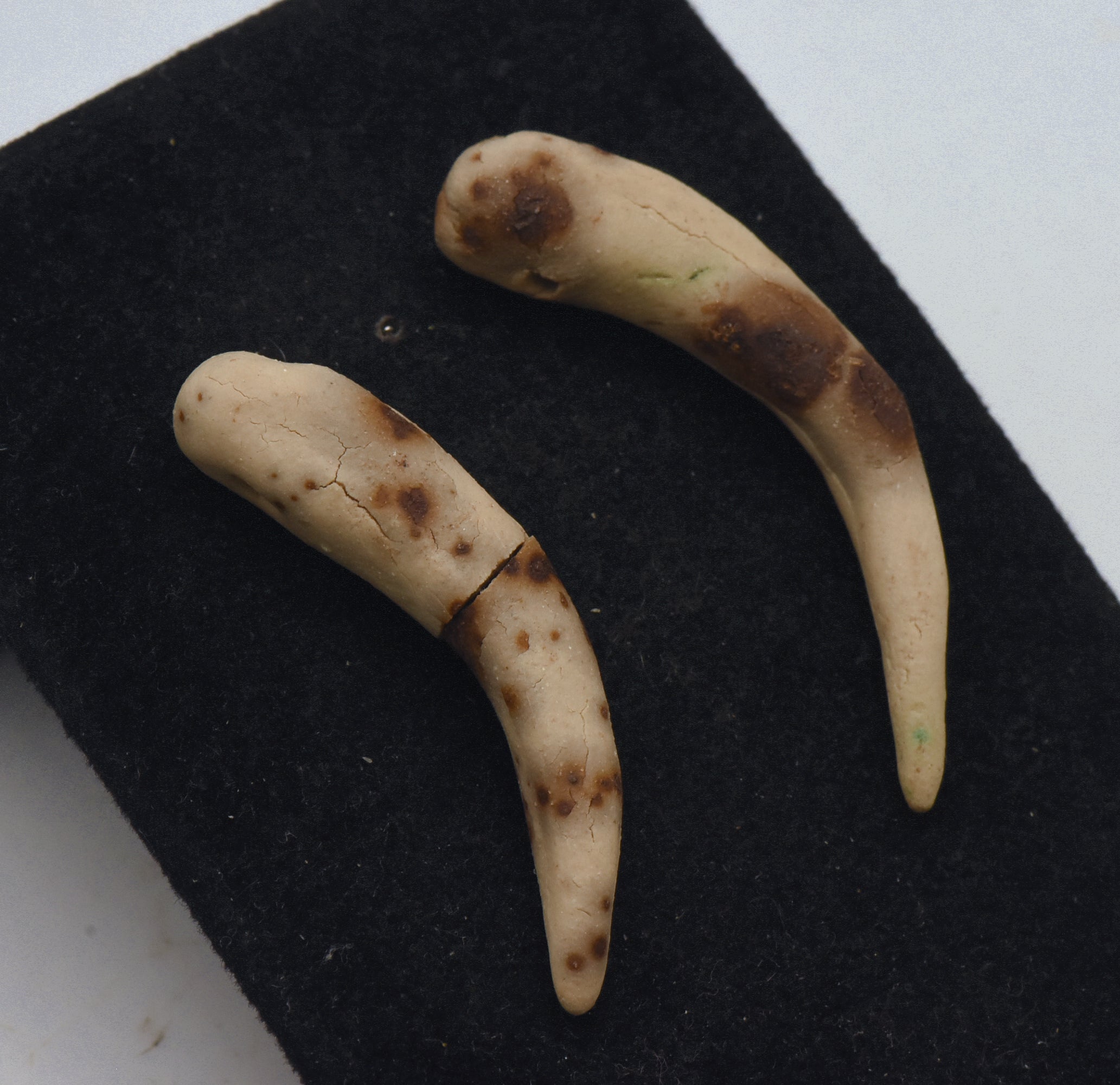 Pair of Handmade Clay Fang Beads