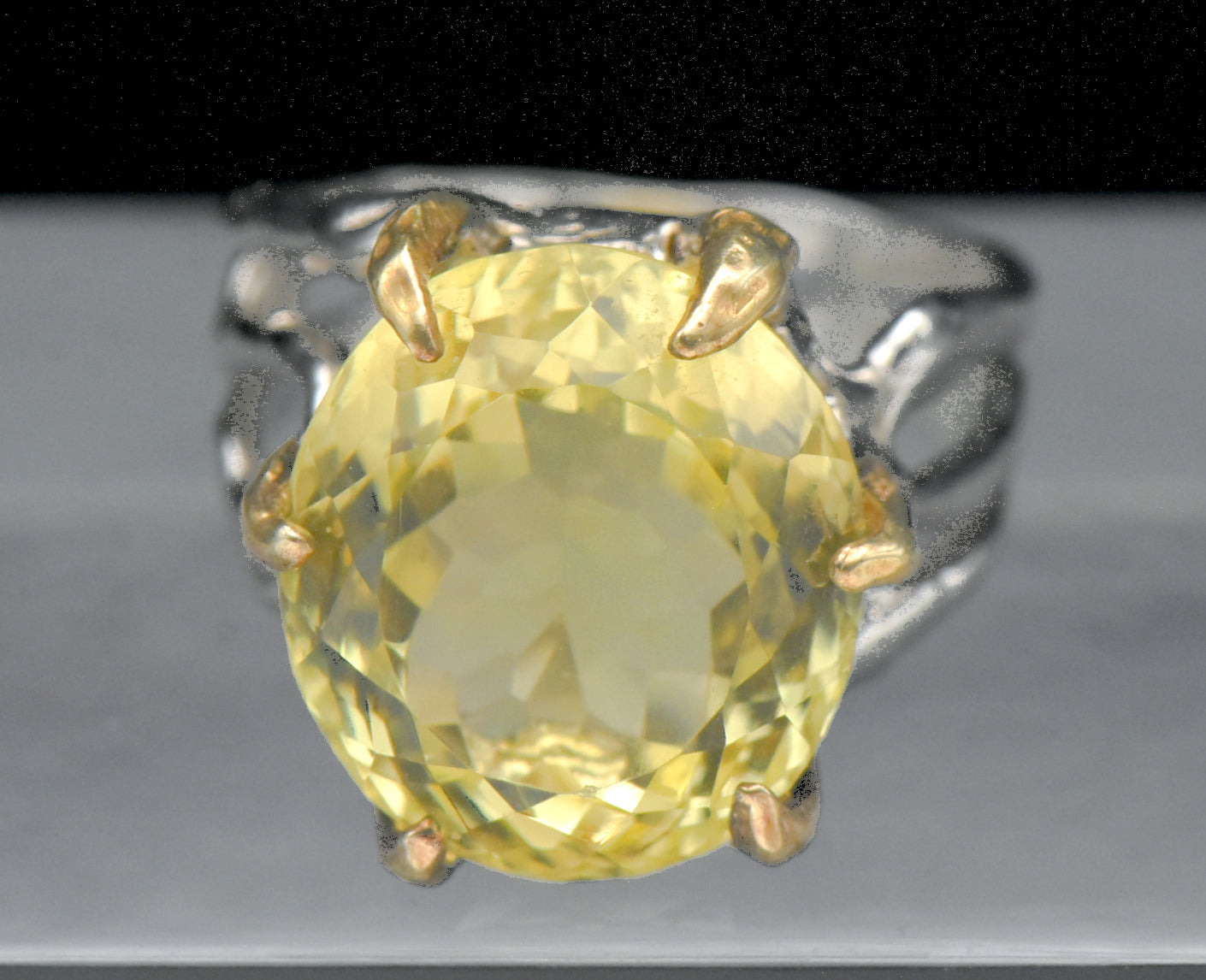 Vintage Citrine Sterling Silver Organic Claws Ring - Size 7.25