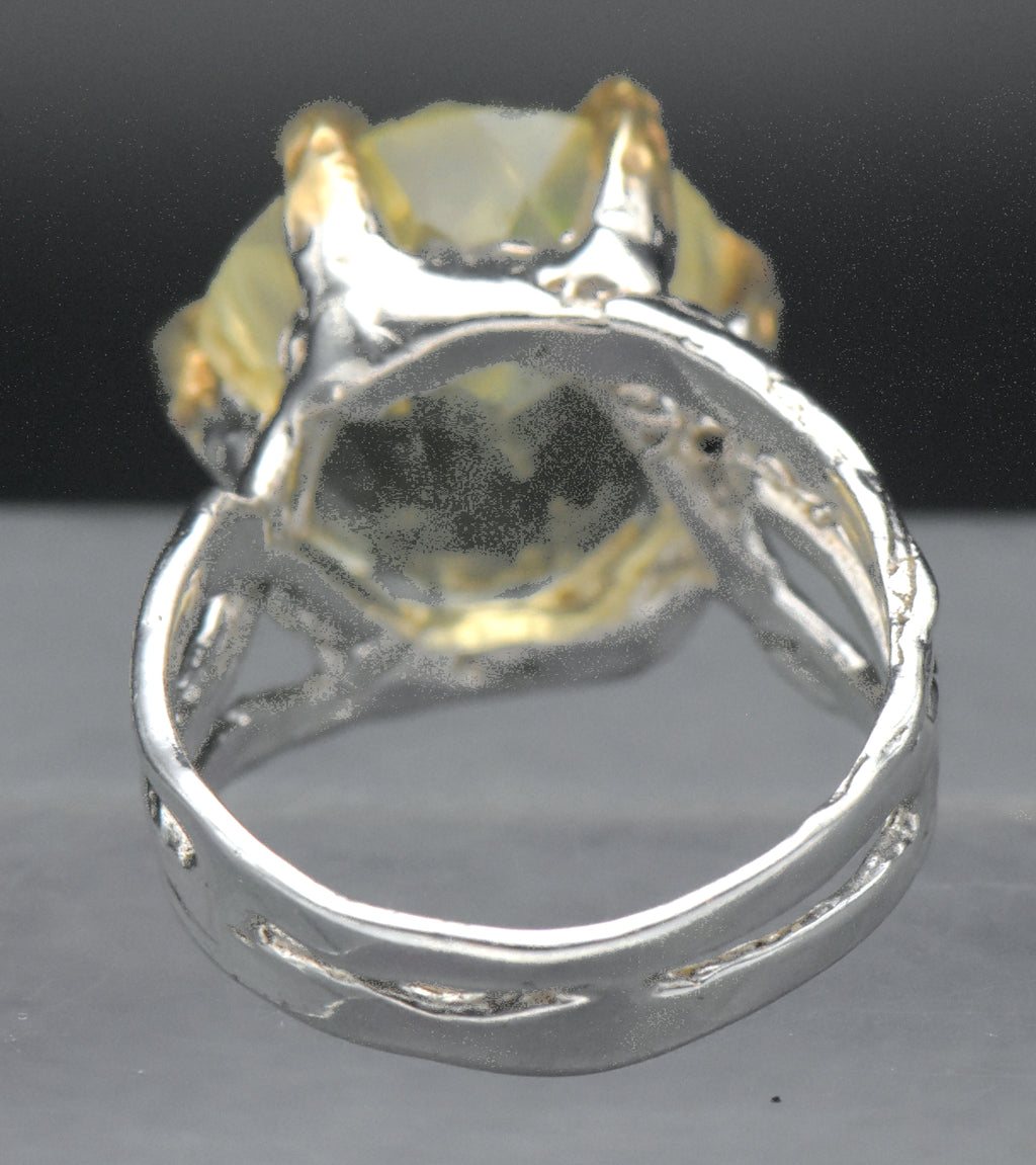 Vintage Citrine Sterling Silver Organic Claws Ring - Size 7.25