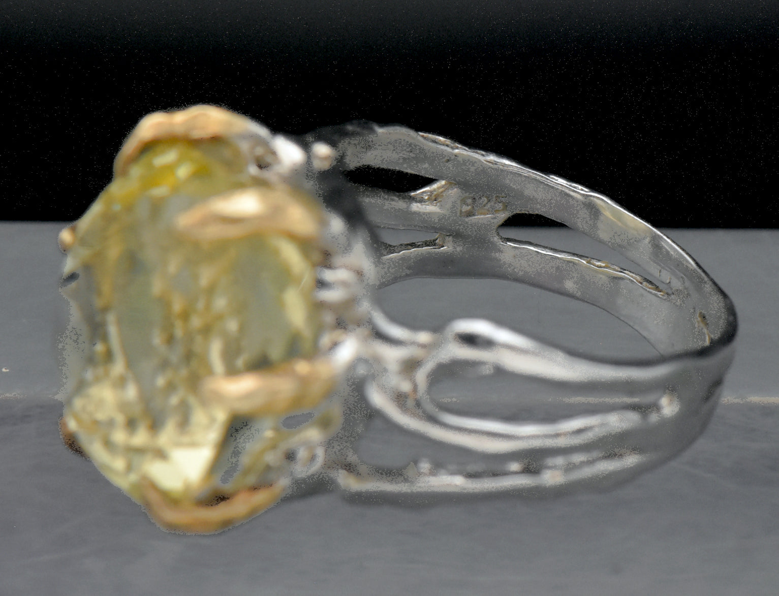 Vintage Citrine Sterling Silver Organic Claws Ring - Size 7.25
