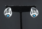 Vintage Handmade Turquoise and Sterling Silver Bear Claw Stud Earrings