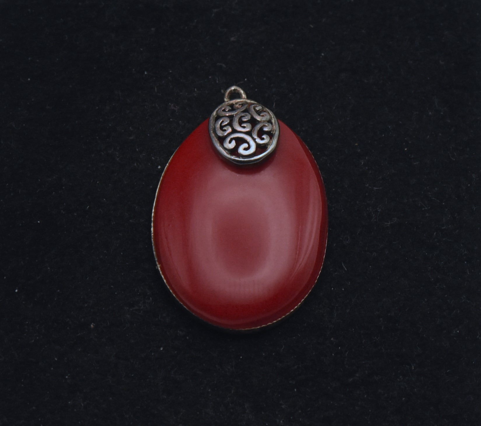 Vintage Red Coral Sterling Silver Pendant