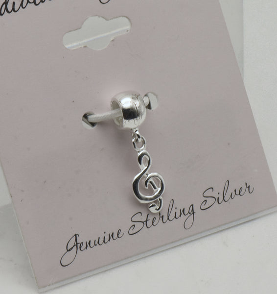 Vintage Sterling Silver Treble Clef Charm Bead